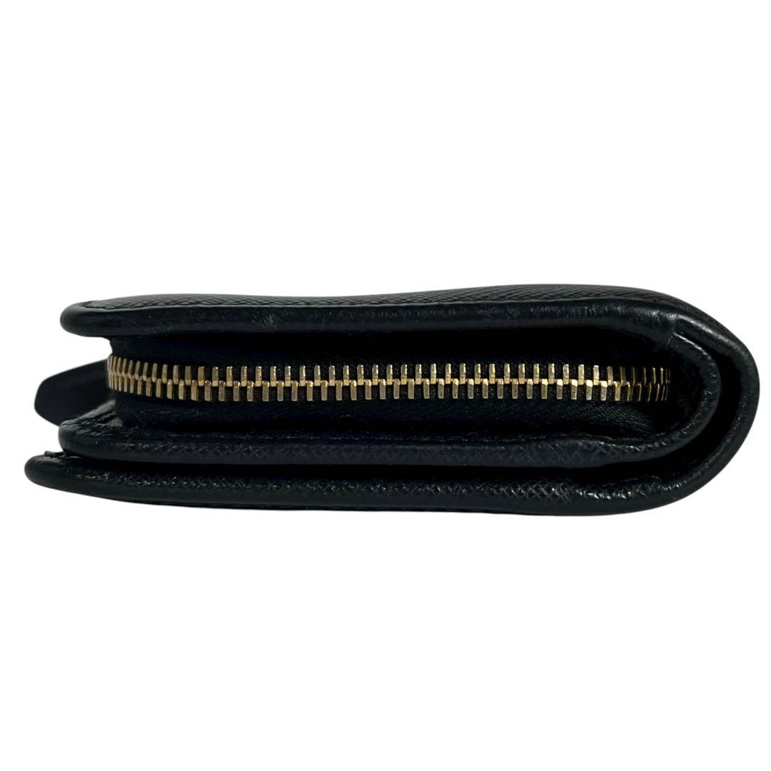希少✨プラダ 二つ折り財布 シャイン ロゴ金具 サフィアーノ ブラック 黒