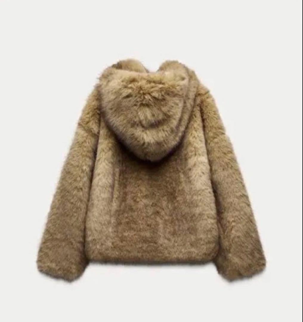 ZARA ファージャケット　フード付きコート　S フェイクファー