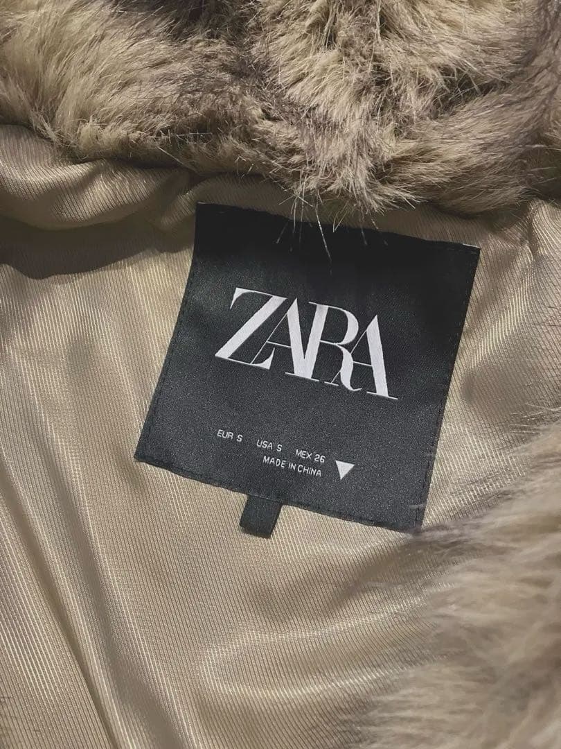 ZARA ファージャケット　フード付きコート　S フェイクファー
