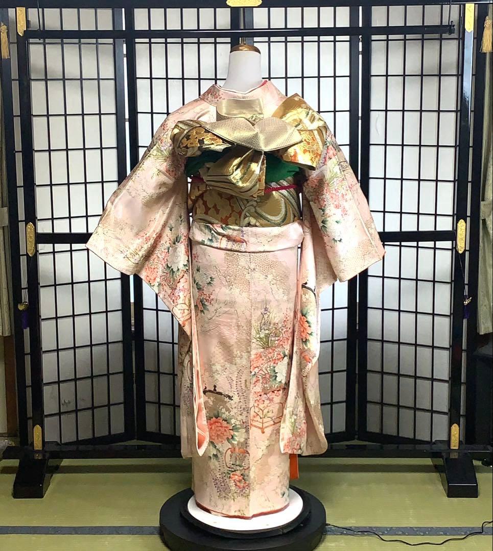 春*野様 【極美品】振袖　６点セット　三越謹製　吉祥文様　藤　花車　身丈167.