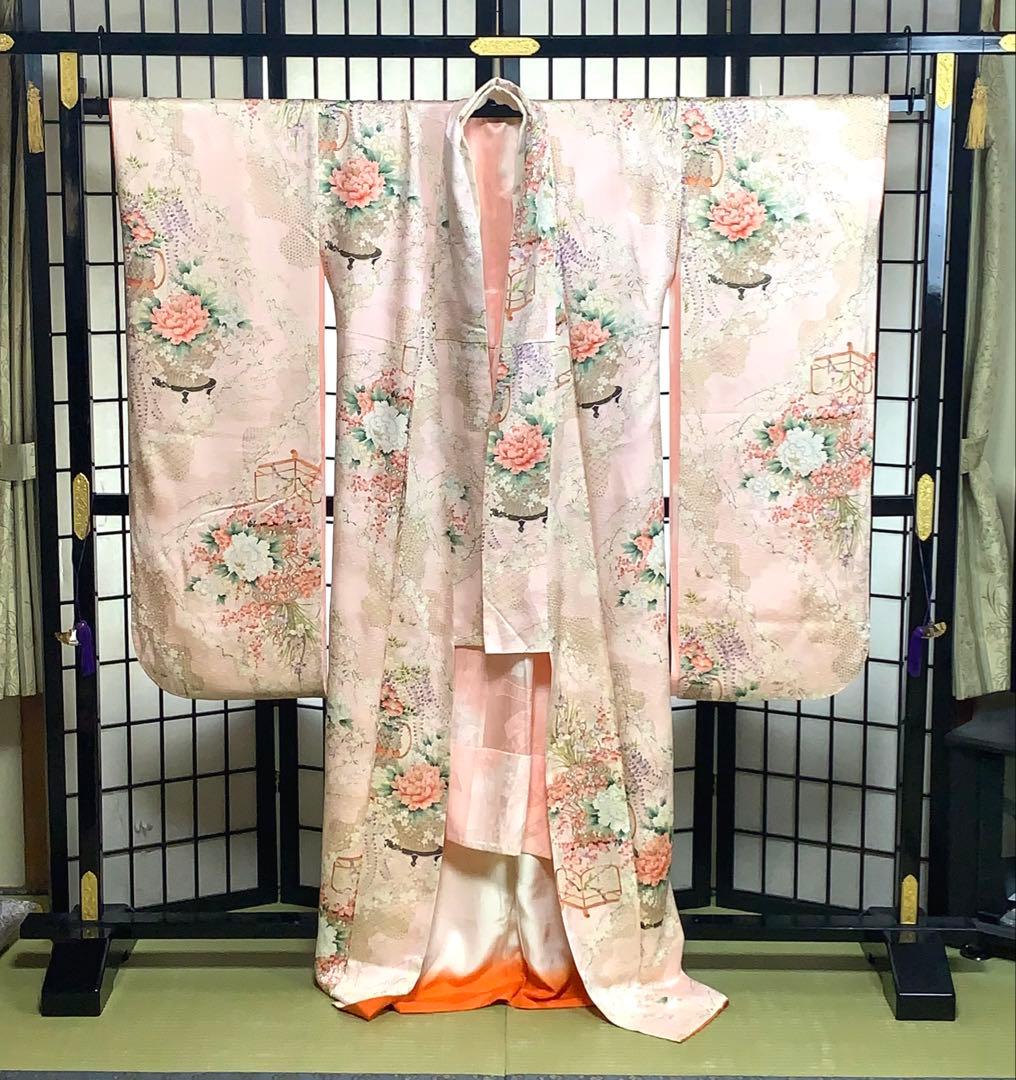 春*野様 【極美品】振袖　６点セット　三越謹製　吉祥文様　藤　花車　身丈167.