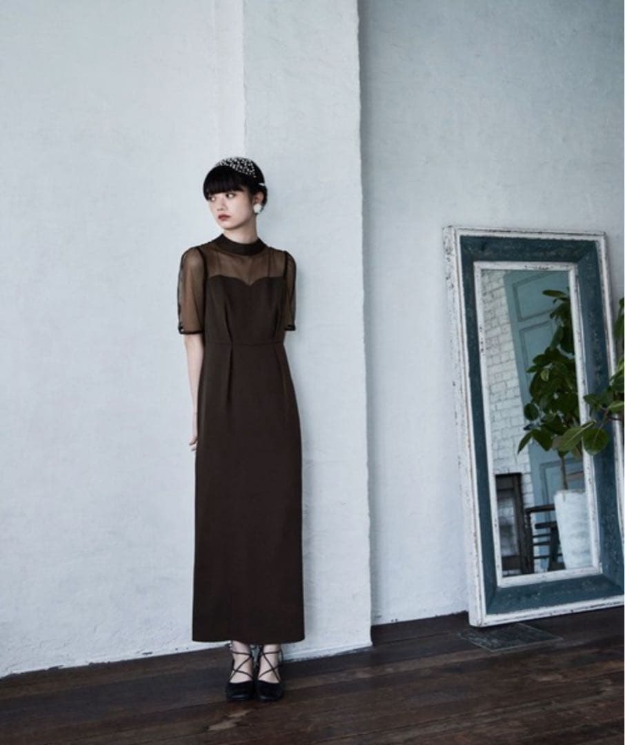 etoll ドレス 刺繍ペプラムビスチェ＆Iラインドレスセットアップ