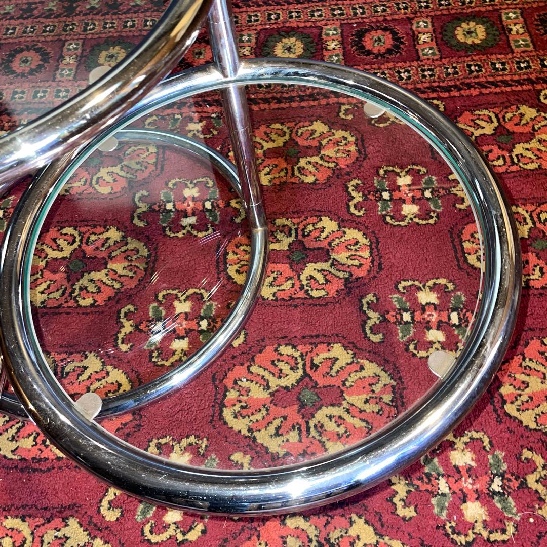 ミッドセンチュリー　ラウンドテーブル　スペースエイジ　 ガラス製3段テーブル