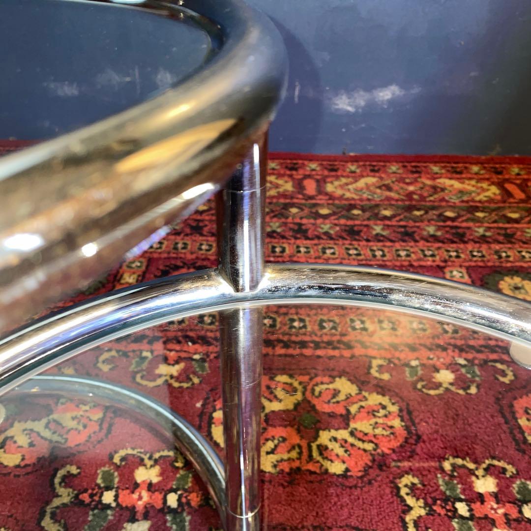 ミッドセンチュリー　ラウンドテーブル　スペースエイジ　 ガラス製3段テーブル