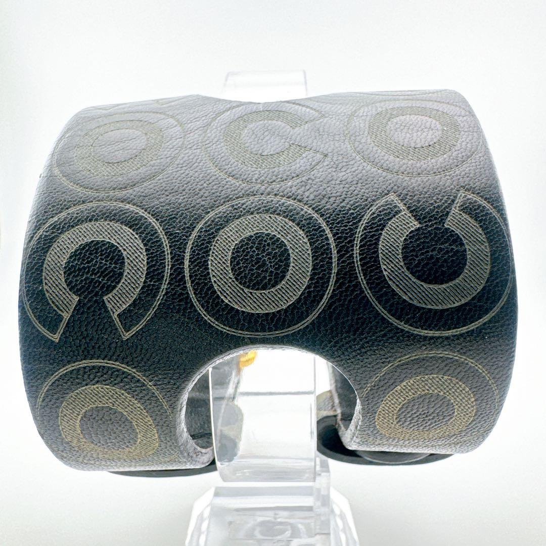 希少 シャネル COCO バングル ブレスレット ヴィンテージ レザー ロゴ