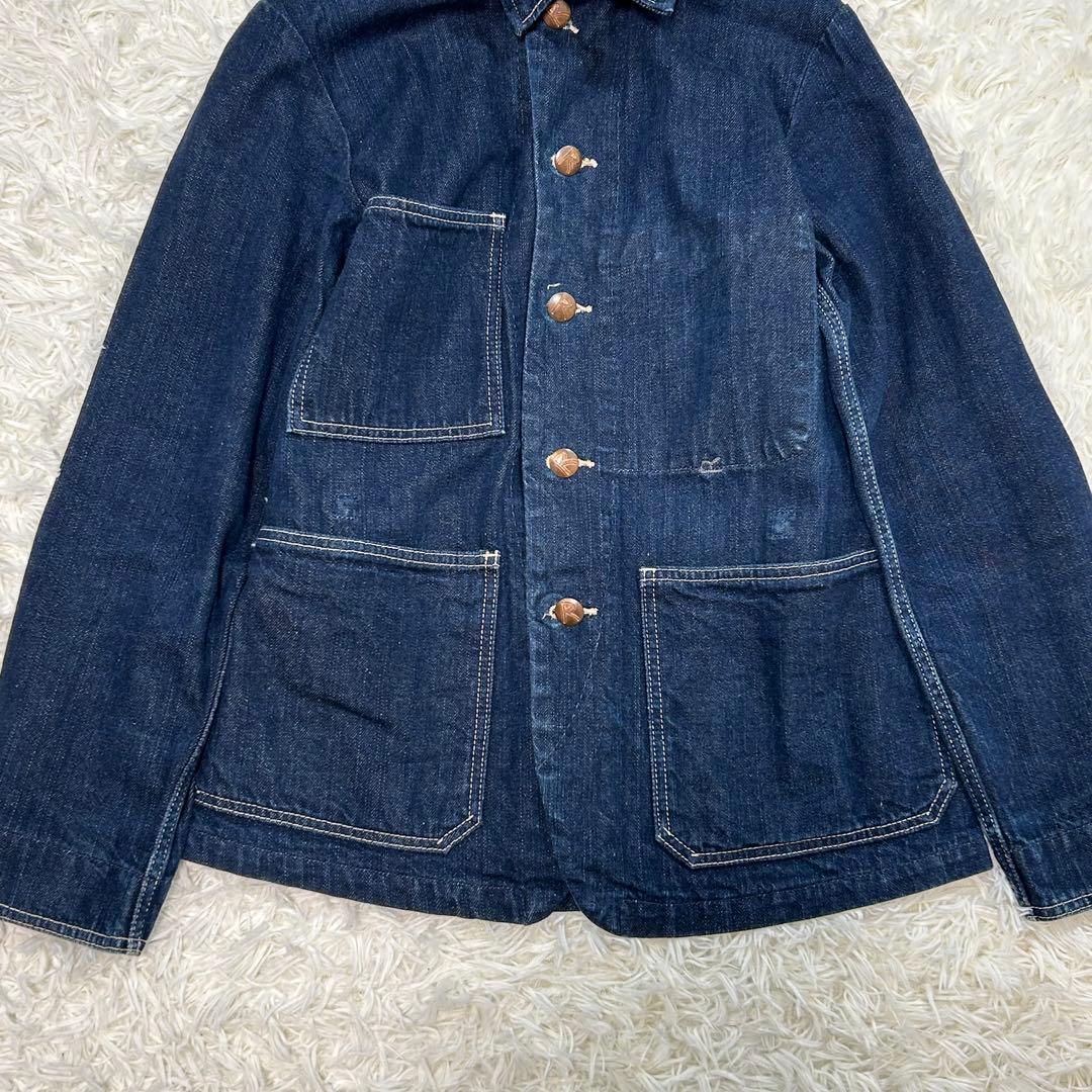 最終価格 45R 45rpm 藍デニム デニムジャケット カバーオール 金ボタン