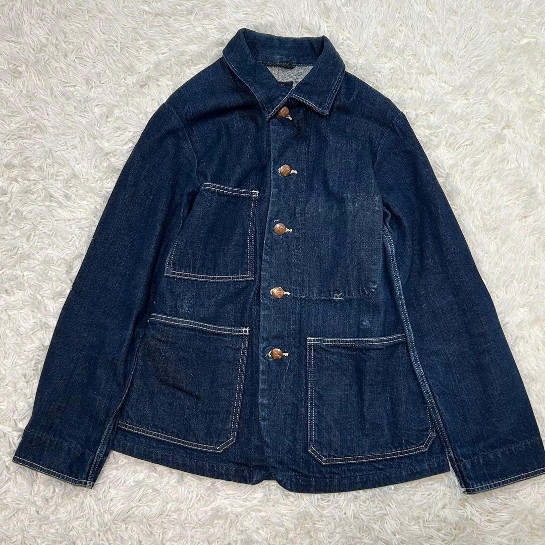最終価格 45R 45rpm 藍デニム デニムジャケット カバーオール 金ボタン