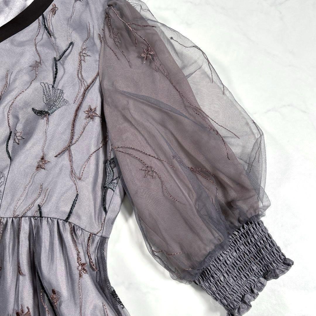 【現行品・大きいサイズ 3L】　カラルス　Vネック刺繍レースワンピースドレス