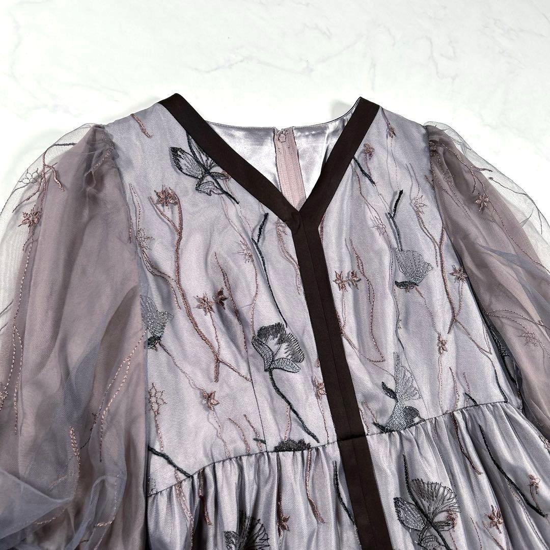 【現行品・大きいサイズ 3L】　カラルス　Vネック刺繍レースワンピースドレス