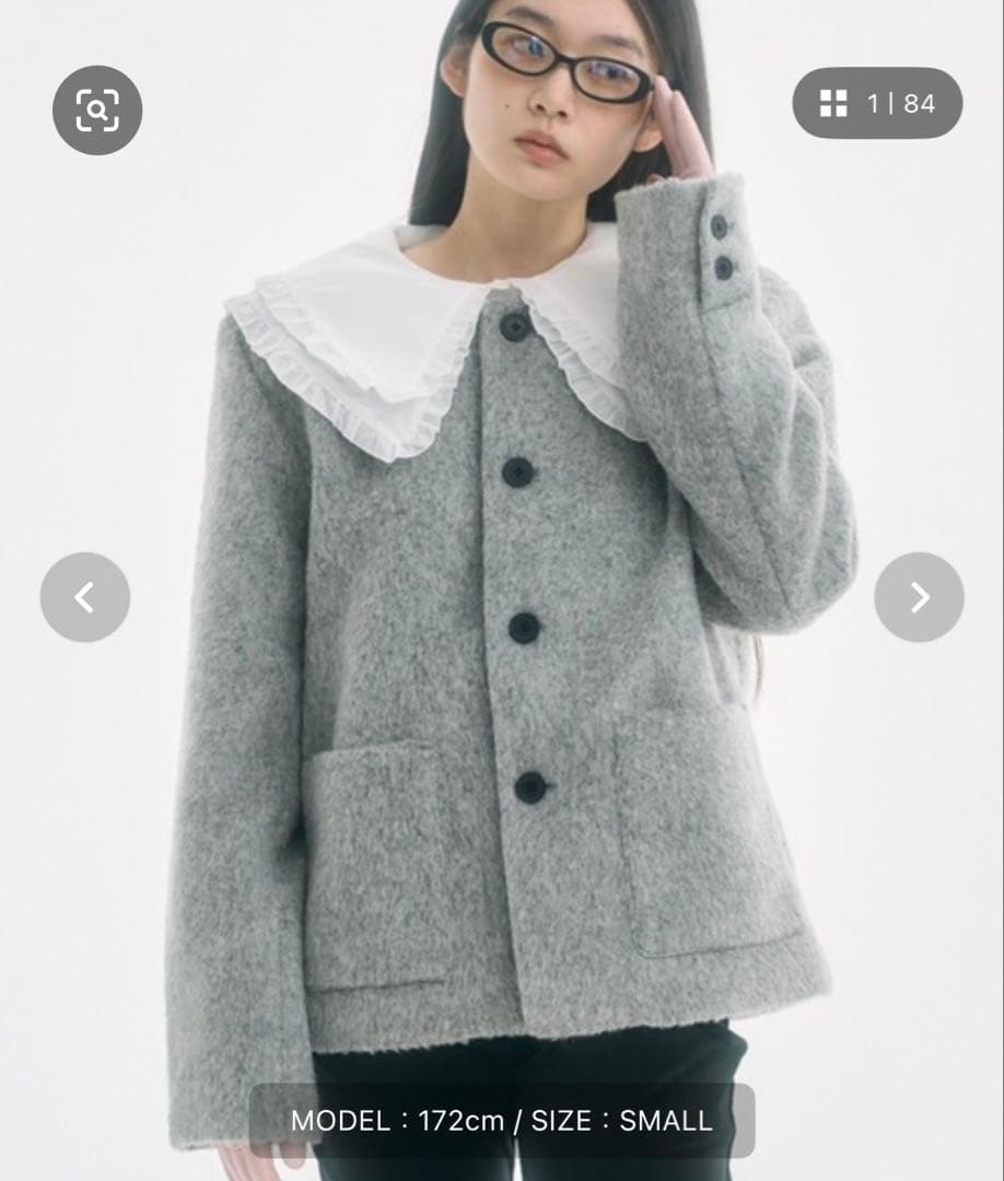 Fekete ノーカラージャケット S グレー