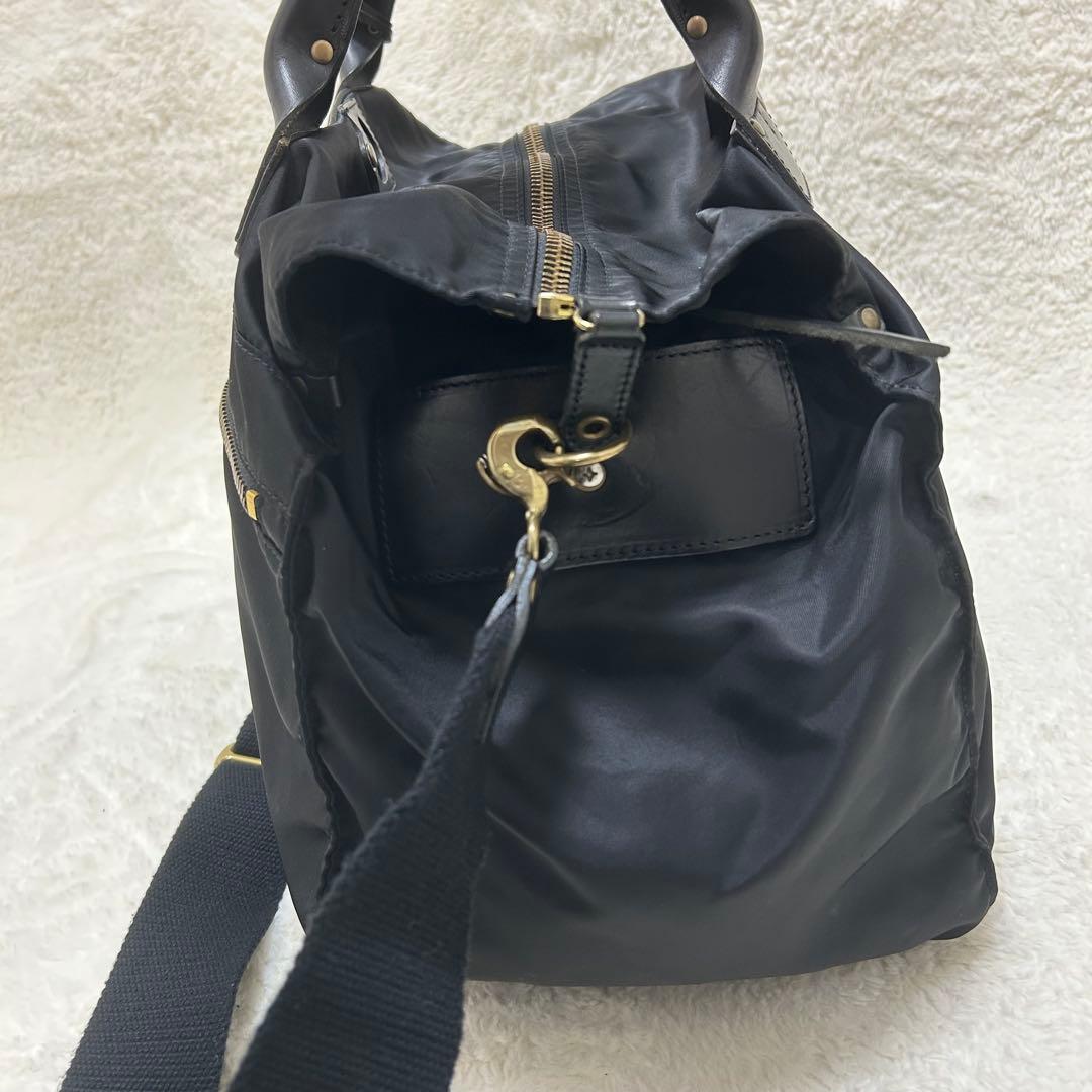 【美品】フェリージ 2way ボストンバッグ P4/6 ブラック 底板付き