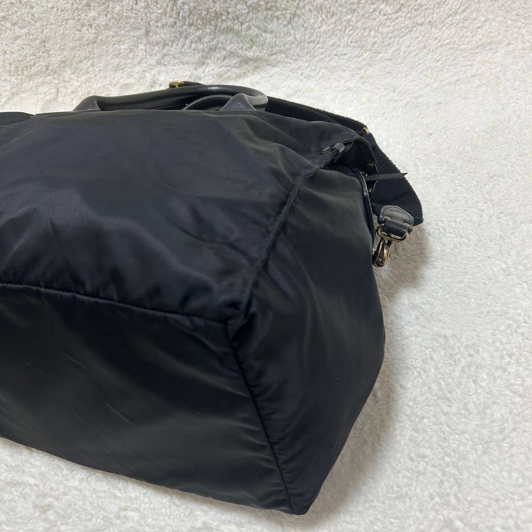 【美品】フェリージ 2way ボストンバッグ P4/6 ブラック 底板付き