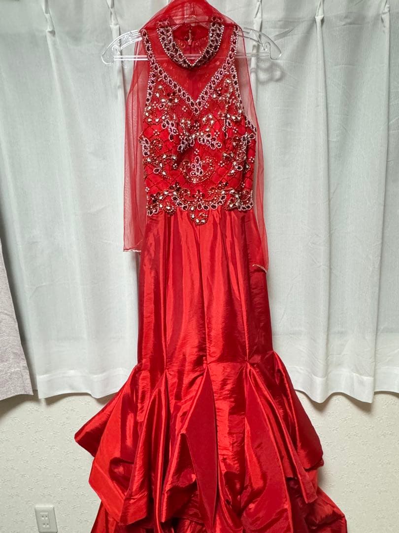 【美品】コンテストドレス/パーティードレス/インポート/マーメイド/レッド、赤