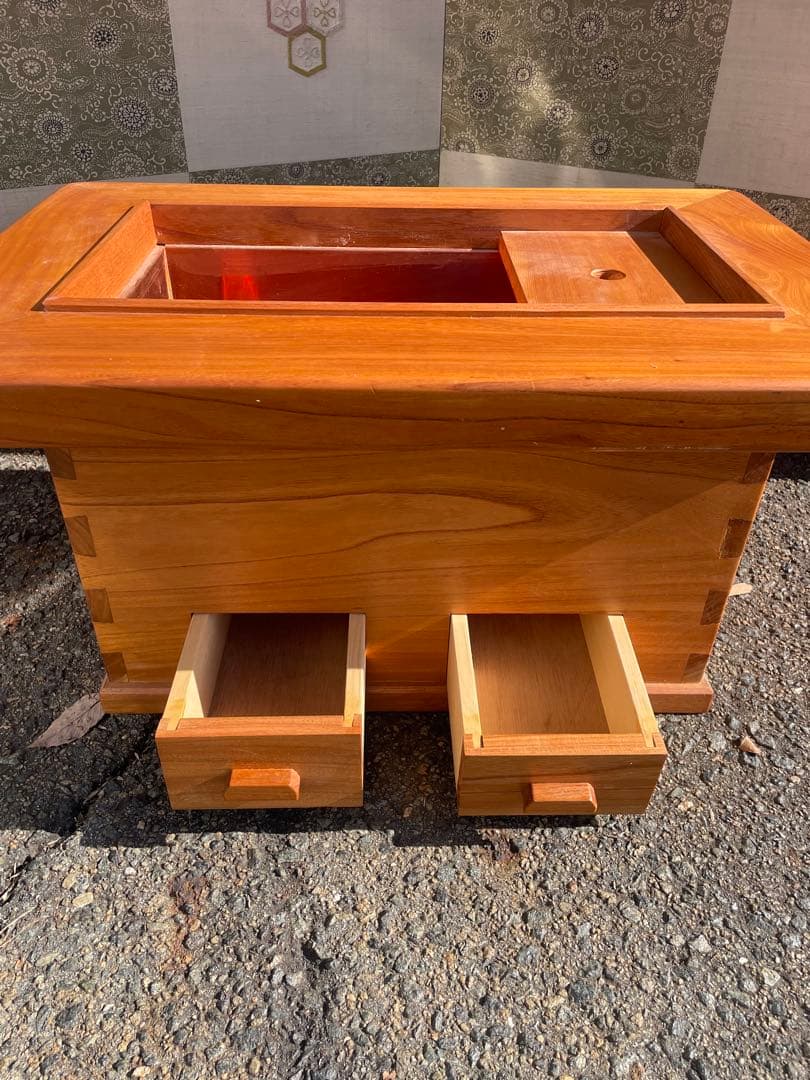 【美品】無垢 天然木 関西火鉢 大和火鉢 囲炉裏 長火鉢 火鉢 角火鉢 箱火鉢