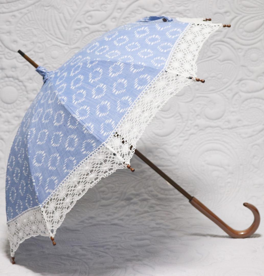 38,500円新品【長傘 日傘】重要無形文化財 久留米絣 手括り藍染め 高級日傘