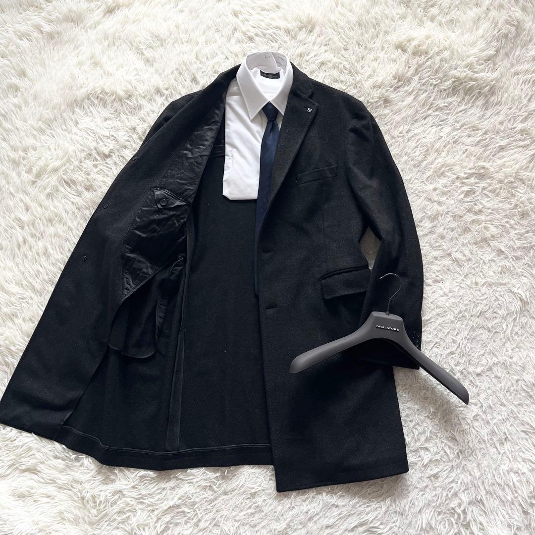 <美品>TAGLIATORE ダークグレー ウール チェスターコート サイズ50