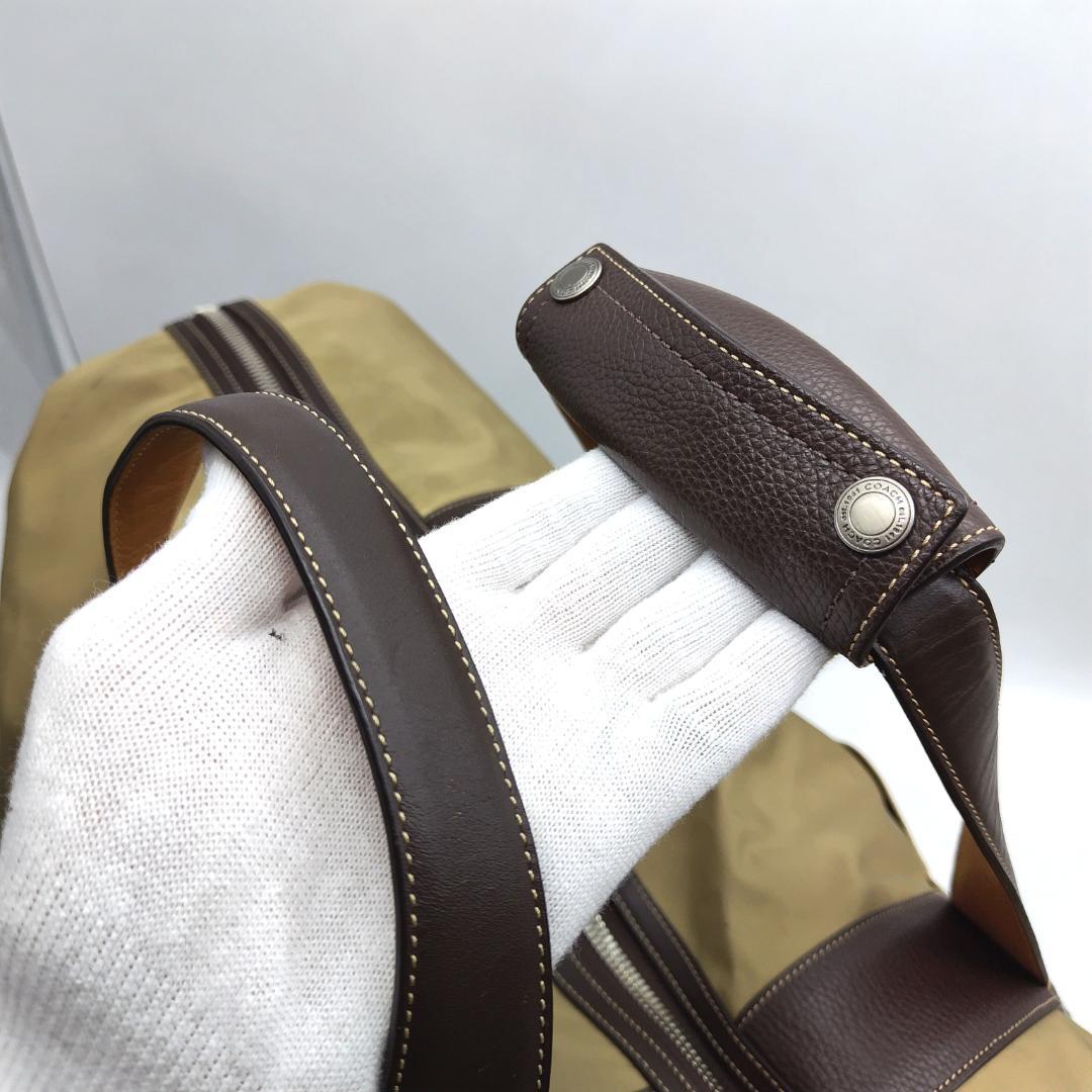 コーチ ボストンバッグ 2way 大容量 ナイロン×レザー 南京錠 チャーム