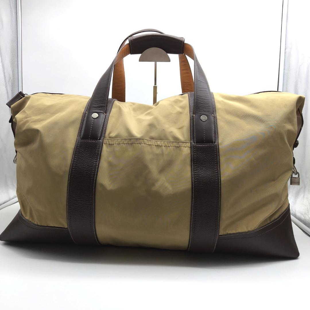 コーチ ボストンバッグ 2way 大容量 ナイロン×レザー 南京錠 チャーム