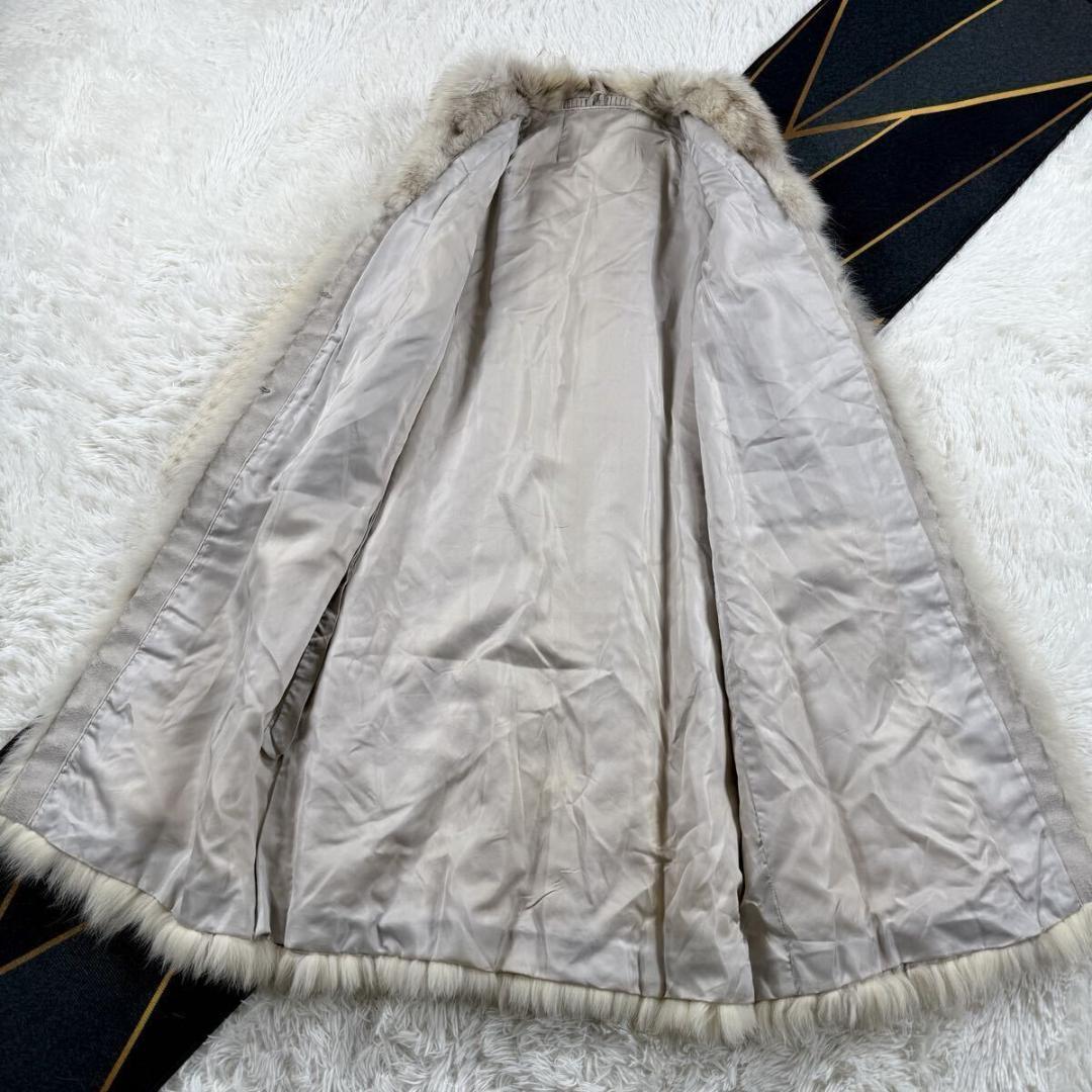 総丈118㎝ ブルーフォックス ファーコート 本毛皮 ロング XXL AA254