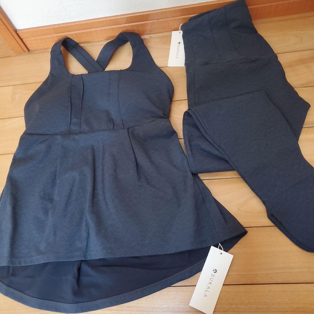 SUKALA デニムクロスタンクトップ&デニムスリットレギンスセット S サイズ