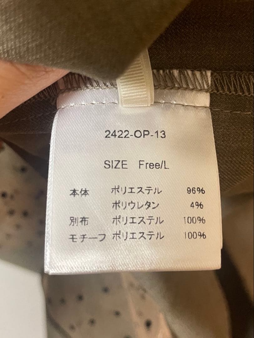 ドット柄パフスリーブロングドレス