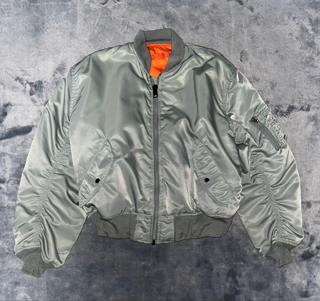 90's ）PRACT MA-1フライトジャケット 短丈 グレー系Vintage