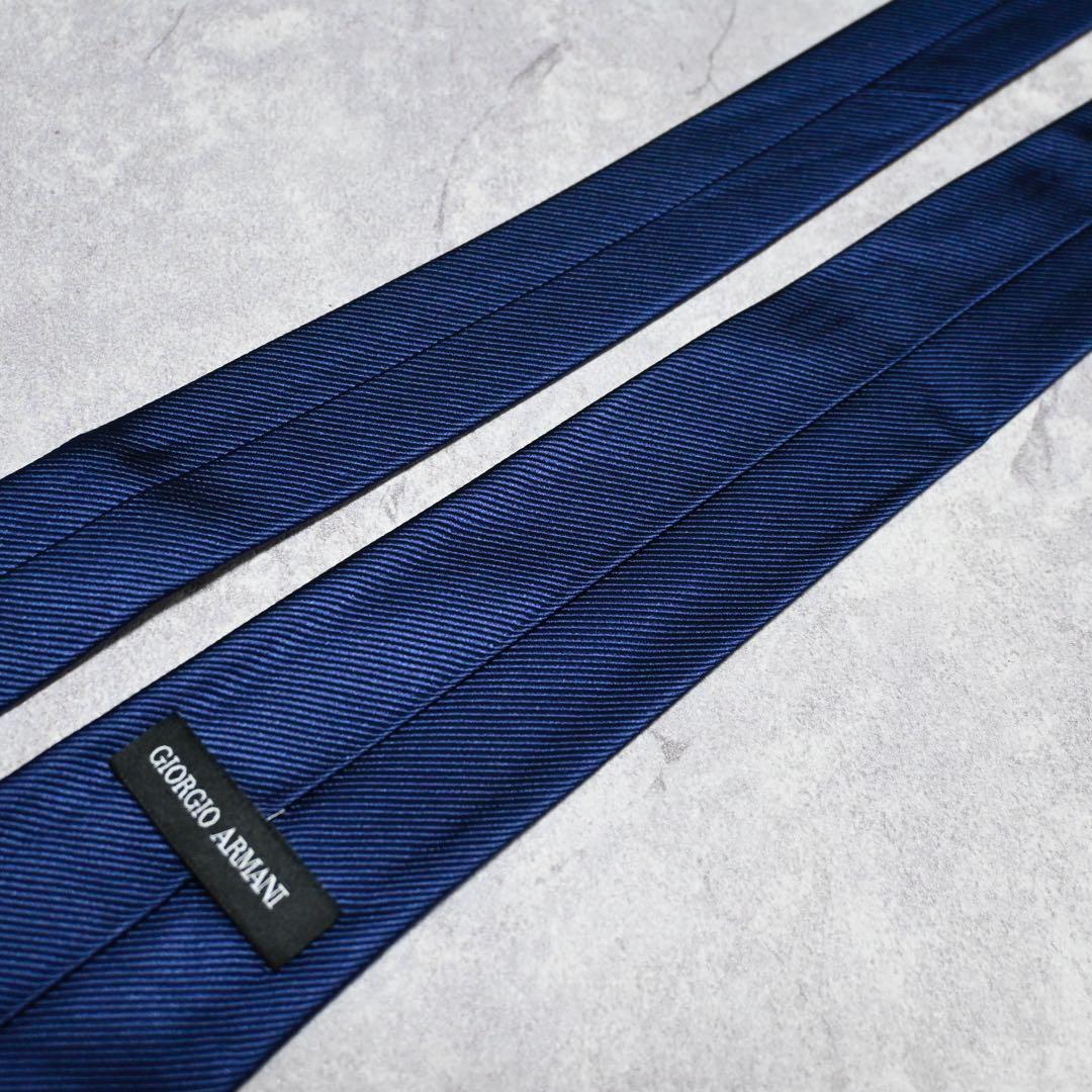 【極美品】Giorgio Armani ネイビー ソリッド ネクタイ