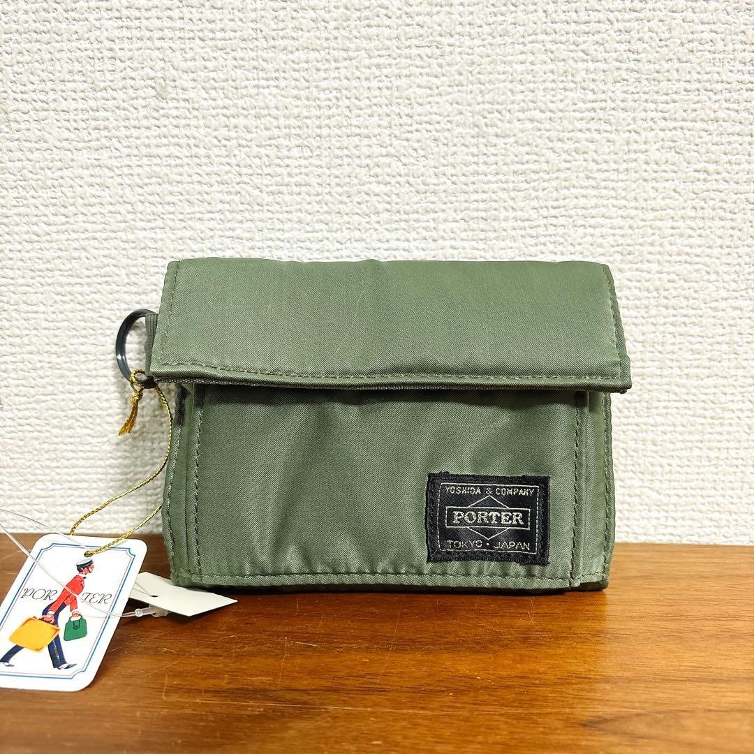 未使用タグ付き PORTER ポーター タンカー 三つ折り財布 セージグリーン