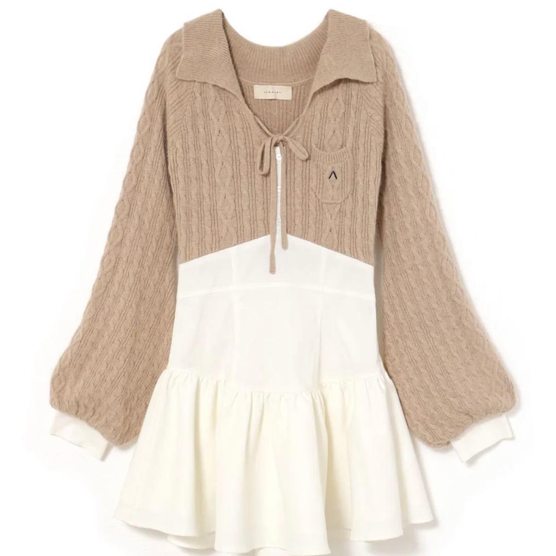 andmary Tess blouse mini dress ブラック