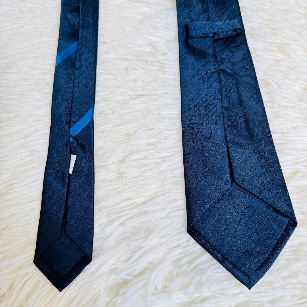 未使用品級✨ ベルルッティ カリグラフィ ネクタイ ネイビー 剣幅7.5cm