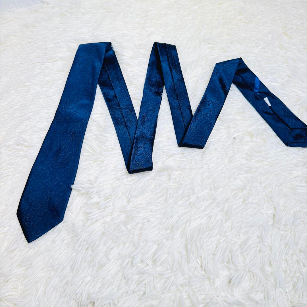 未使用品級✨ ベルルッティ カリグラフィ ネクタイ ネイビー 剣幅7.5cm