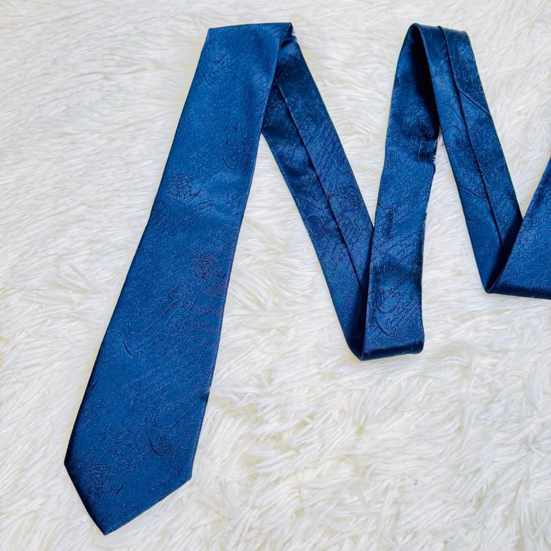 未使用品級✨ ベルルッティ カリグラフィ ネクタイ ネイビー 剣幅7.5cm