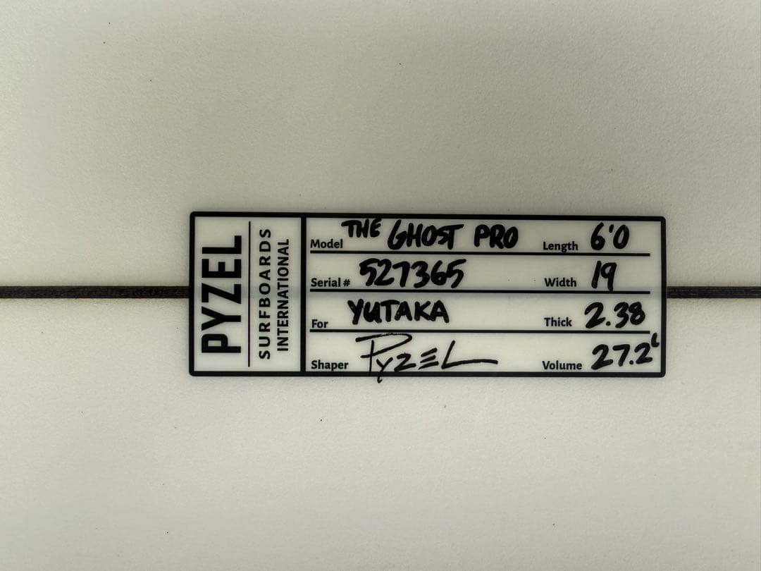 【希少】PYZEL GHOST PRO 6'0\" 27.2L