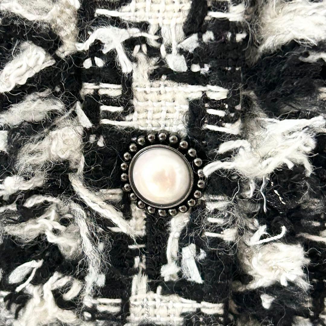 TO BE CHIC ハウンドトゥースツイードノーカラー ロングジャケット