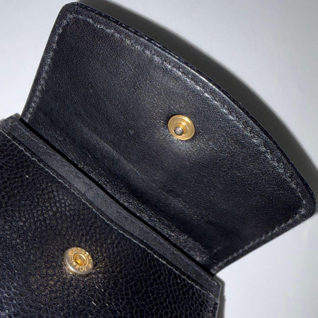 CHANEL シャネル キャビアスキン コンパクトウォレット 小銭入れ 黒