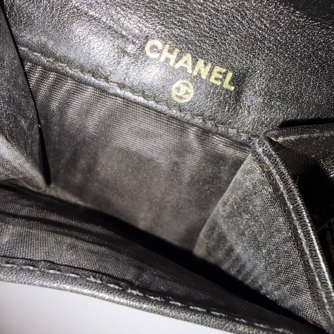 CHANEL シャネル キャビアスキン コンパクトウォレット 小銭入れ 黒