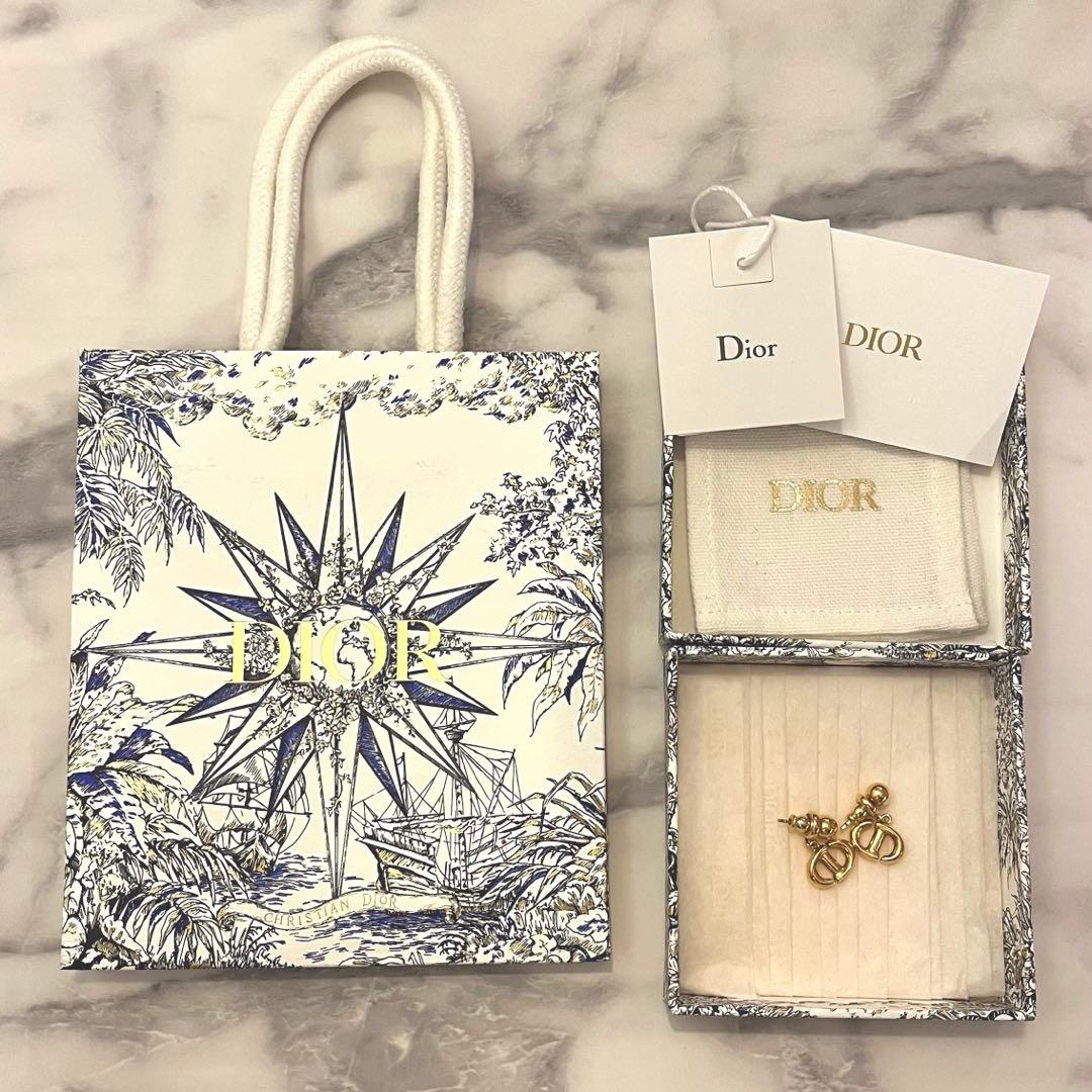 Dior CD Navy ピアス ゴールド