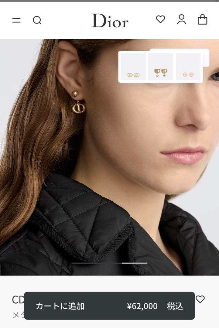 Dior CD Navy ピアス ゴールド