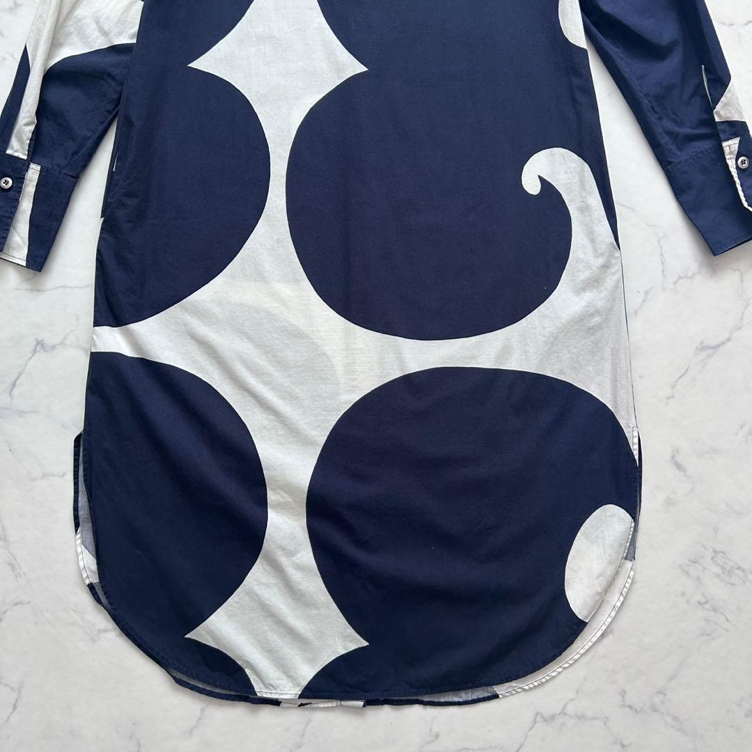 marimekko マリメッコ シャツワンピース　ロングシャツ　総柄