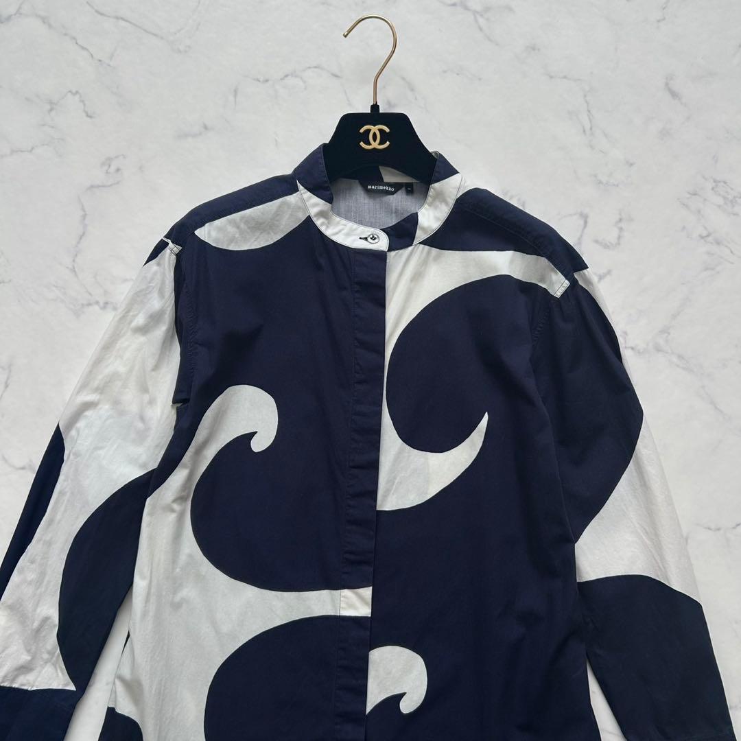 marimekko マリメッコ シャツワンピース　ロングシャツ　総柄