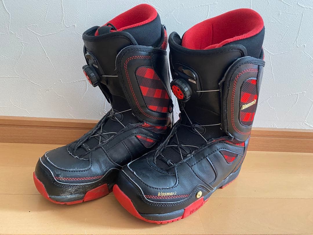 kissmark スノーボードブーツ 靴　23.0㎝ チェック　赤