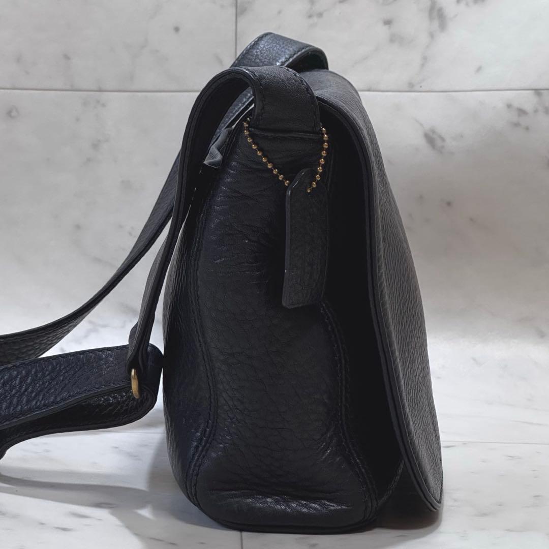 【良品】COACH コーチ ビンテージ ショルダーバッグ レザー ダークネイビー