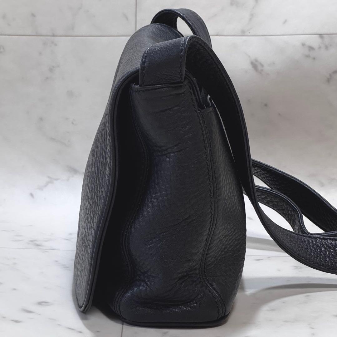 【良品】COACH コーチ ビンテージ ショルダーバッグ レザー ダークネイビー