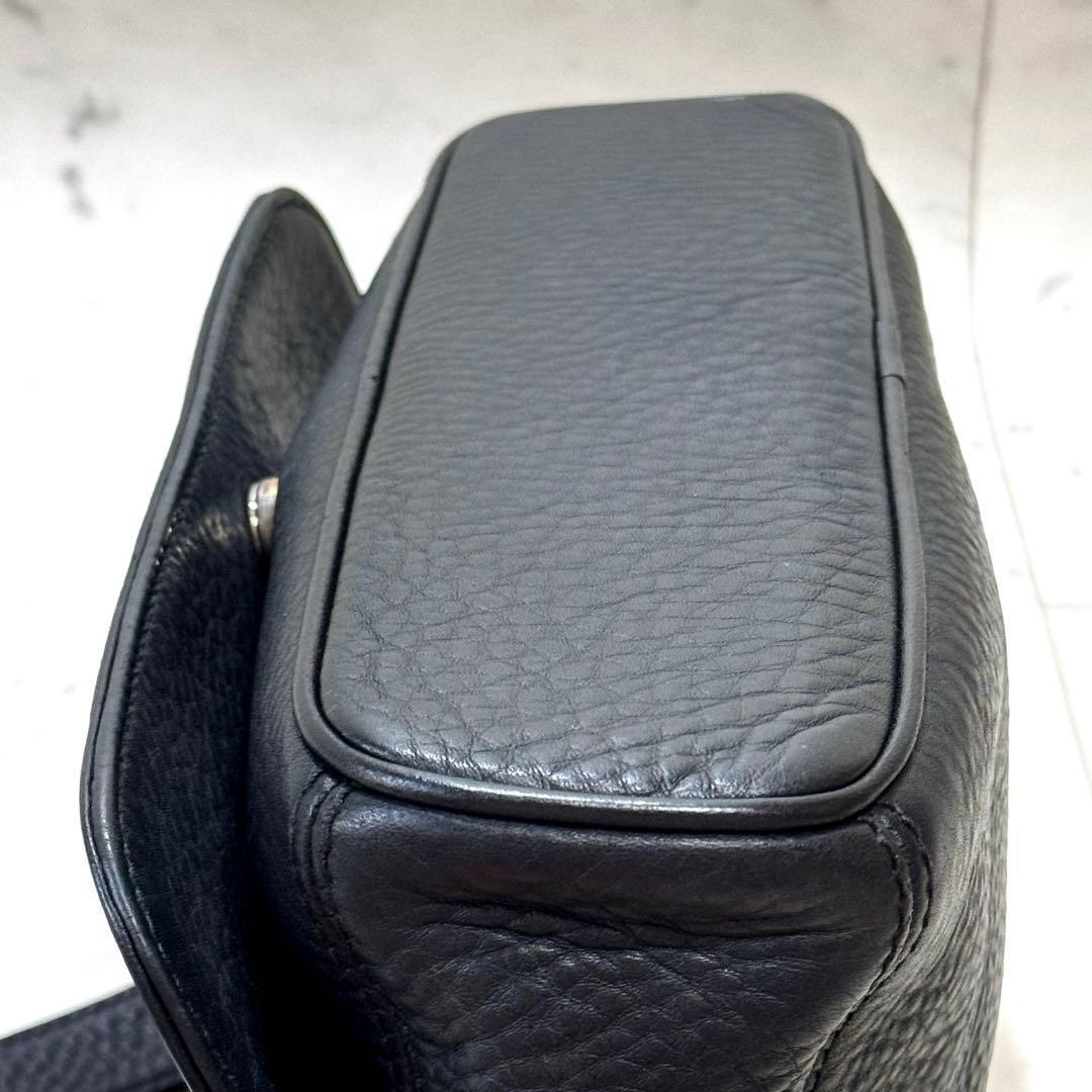 【良品】COACH コーチ ビンテージ ショルダーバッグ レザー ダークネイビー