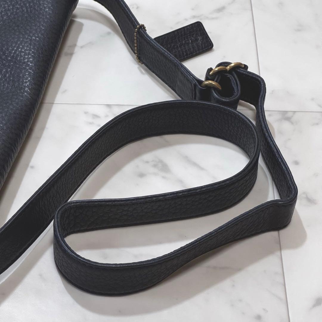 【良品】COACH コーチ ビンテージ ショルダーバッグ レザー ダークネイビー