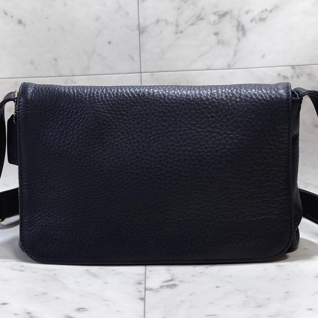 【良品】COACH コーチ ビンテージ ショルダーバッグ レザー ダークネイビー