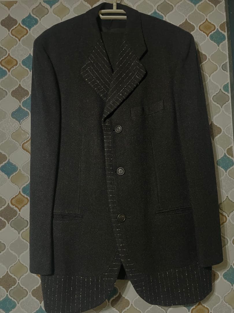 ISSEY MIYAKE MEN ダークグレー ストライプ スーツセット