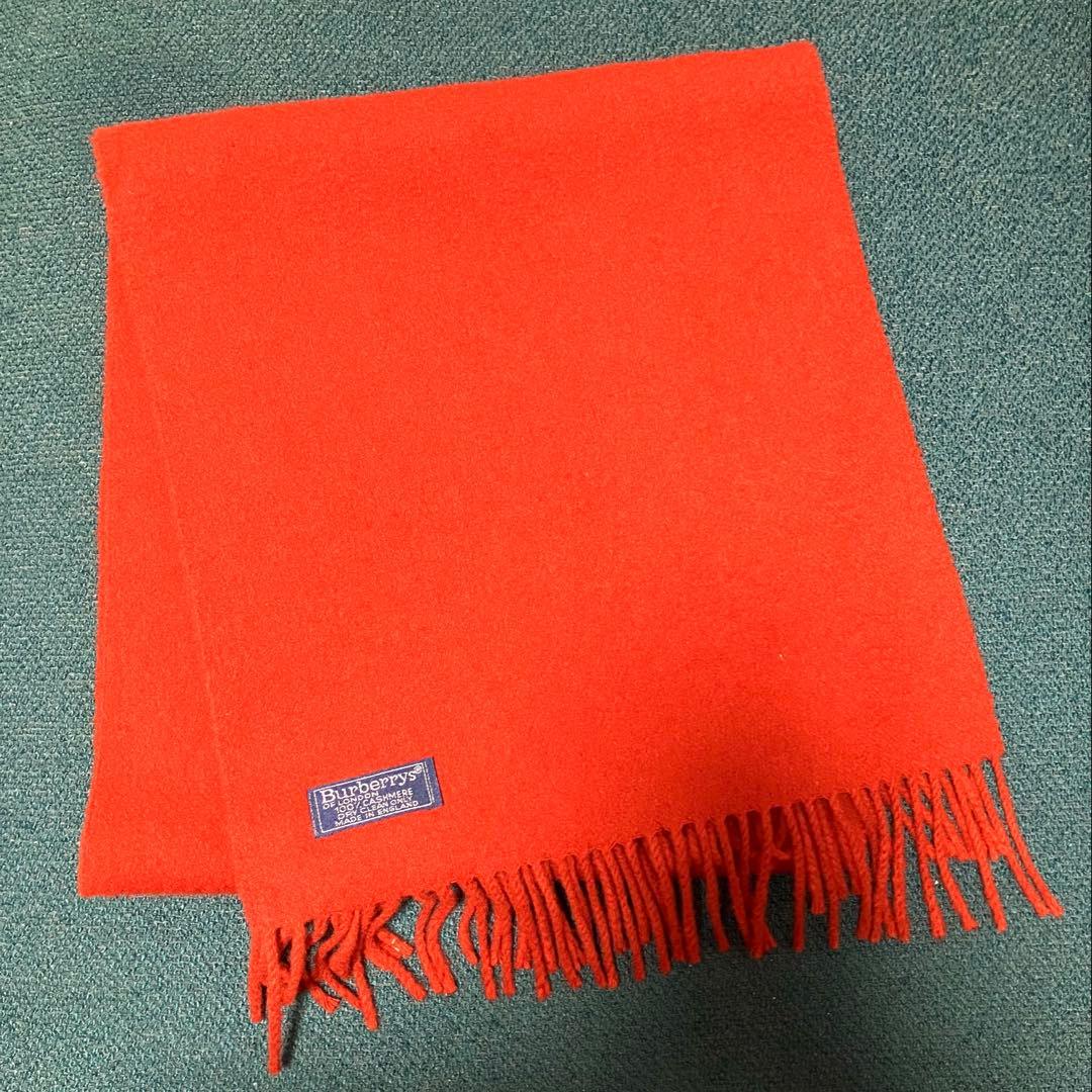 【美品】Burberry カシミヤ100% マフラー フリンジ付き