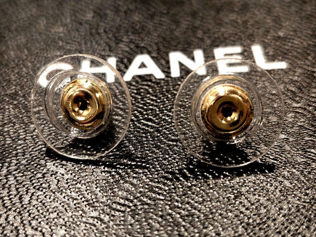 正規品 シャネル ココマーク フープピアス黒