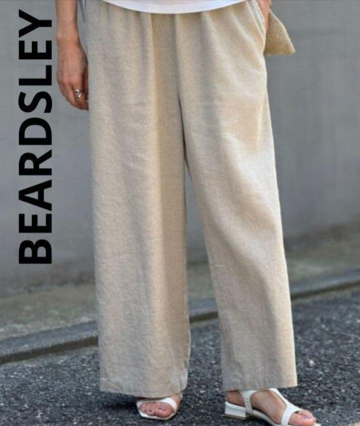 新品 タグ付き ビアズリー ウエストリブリネンパンツ